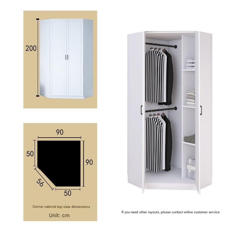Corner Wardrobe Household Bedroom Small Apartment Solid Wood 90 Degree Master Bedroom Corner 7-character L-shaped Corner Wardrobe Combination Storage