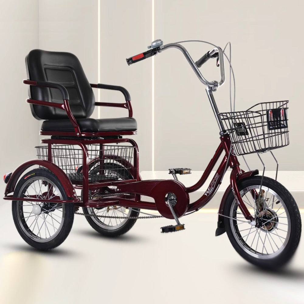 Sports Studio 16 Inch 3 Wheel Bicycle Adult Tricycle with Basket Wider Seat