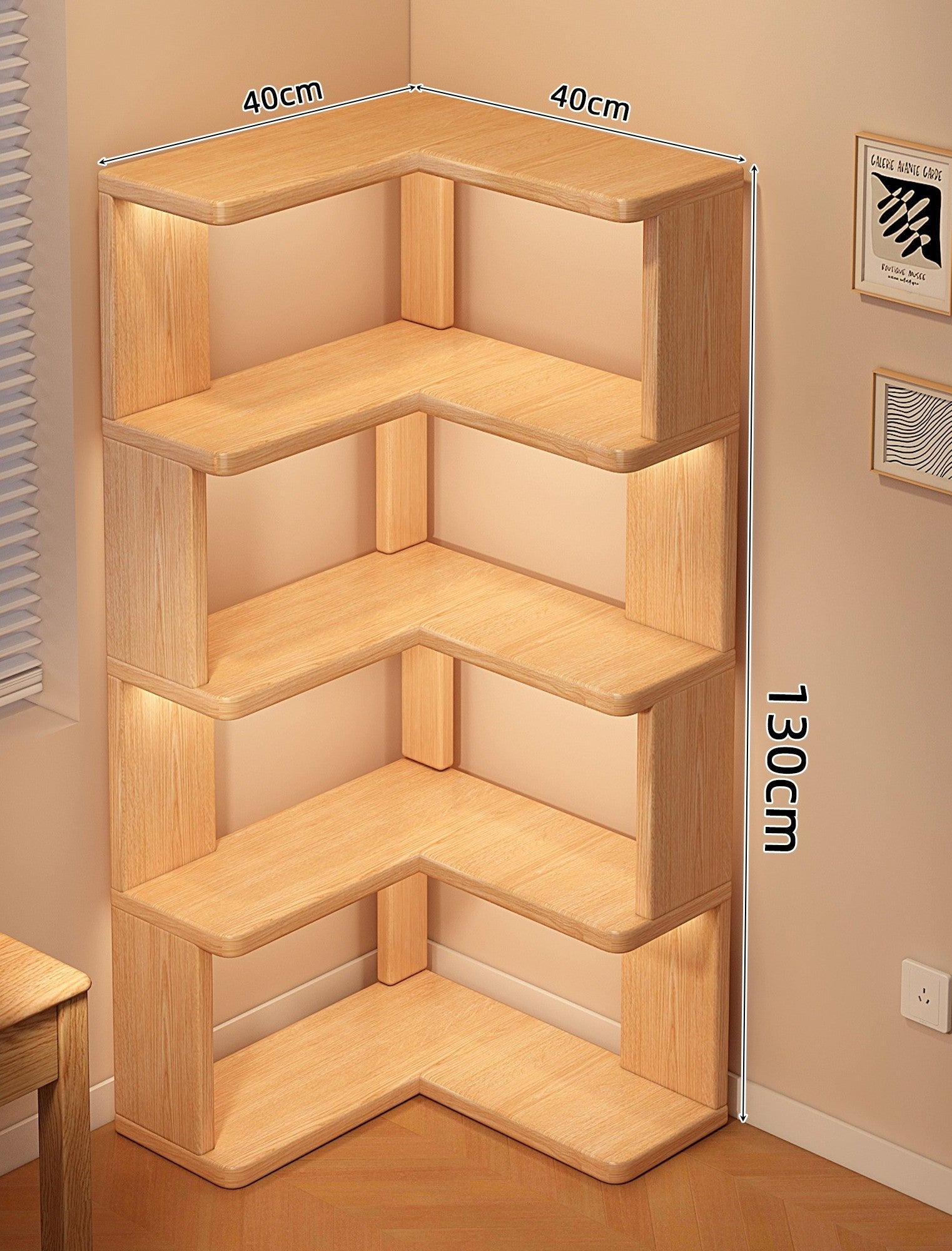 Corner Bookshelf Shelf Floor-to-ceiling Children's Wall Solid Wood Bookcase Household Corner Simple Storage Shelf Locker