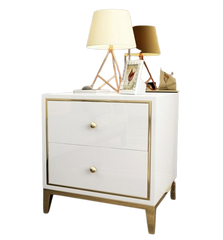 Factory Customization Baking Paint Bedside Table 2 Drawers Movable Nightstand