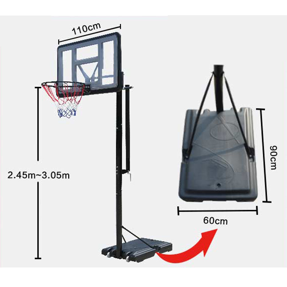 Sports studio 2.45m to 3.05m home basketball stand indoor and outdoor adjustable movable basketball stand standard frame S003-21