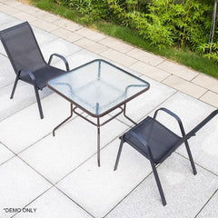 Homelements Outdoor Balcony Combination Table and Chairs Waterproof Sun-proof Anti-corrosion Garden Table and Chairs Water Ripple Tabletop 2 Teslin Mesh Chairs