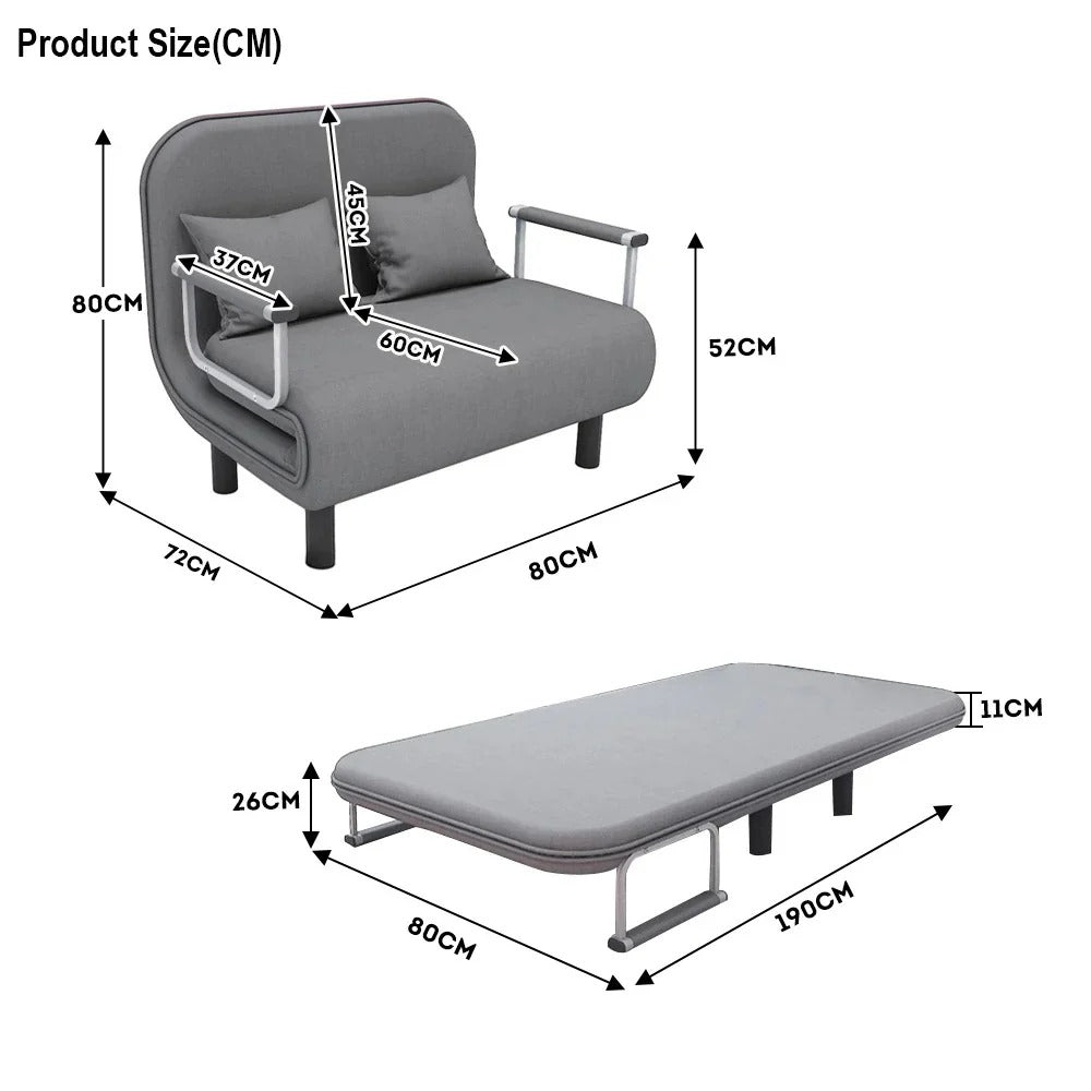 Homelements  Modern Simple Lazy Folding Sofa Bed Dual-use  Apartment Small Apartment for Rent  Simple Single or Double Folding Sofa