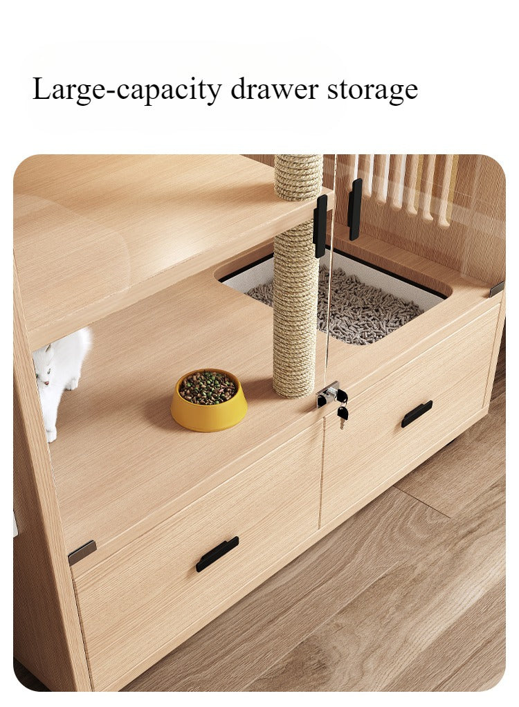 Homelements Modern Luxury Cat Nest Home Cat Nest Pet Cabinet Wooden Villa Home Cat House