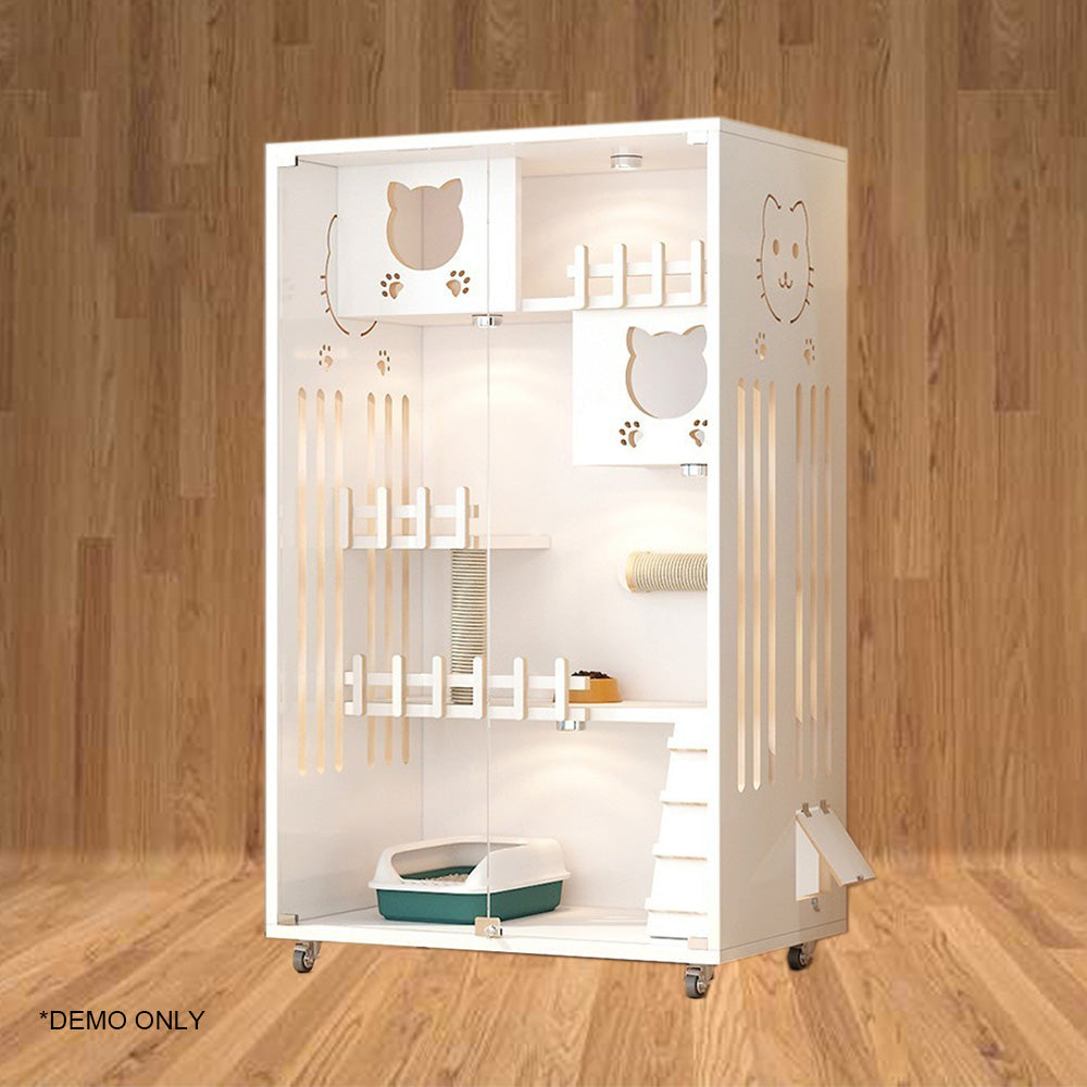 Homelements Luxury Wooden Cat Villa Cat Apartment Indoor Solid Wood Sisal Cat Scratching Post Cat Climbing Frame  Pet House Pet Villa Customized  Indoor Outdoor Big Cat House