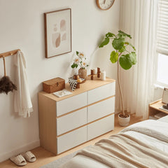 Linsay Rena Chest of 6 Drawers, Oak & Light Grey