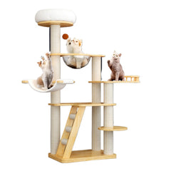 Homelements Solid Wood Four Seasons Universal Cat Bed Cat Villa Big Cat Climbing Frame Pet Bed Cat Shelf Cat Scratching Column Elegant Plush Kitten Wooden Houses Scratching Post Tower Platform Cat Tree