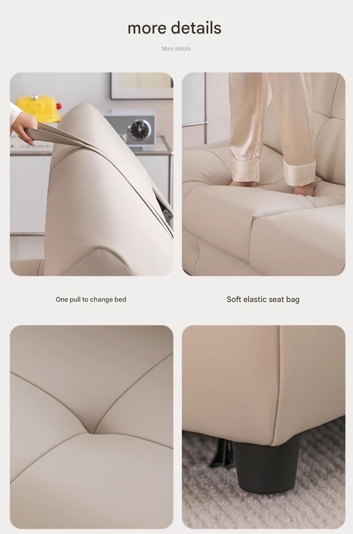 Muqifang Multi-functional Leather Flipped Sofa Bed Integrated Foldable Two-in-one Small Apartment Living Room New Dual-use