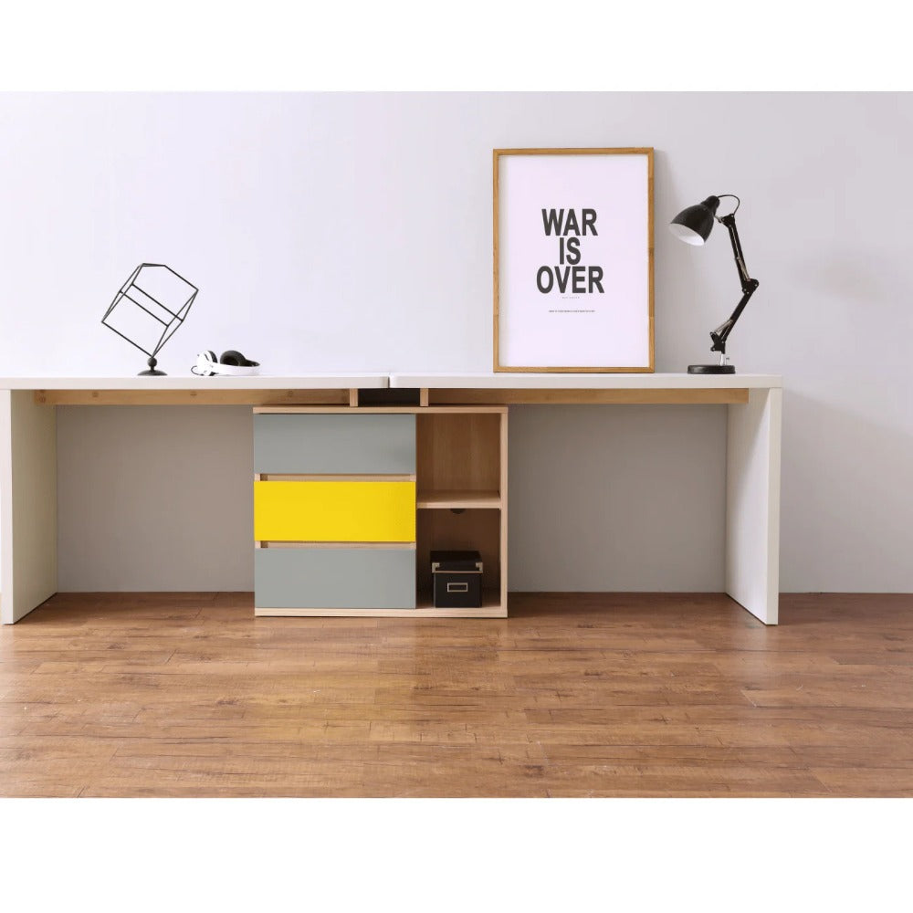 Linsay Slate Dual Study Desk, Grey & White & Yellow