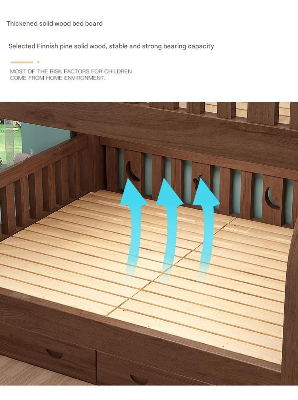 Walnut Upper and Lower Beds Bunk Beds Two-layer Children's Beds High and Low Beds Small Apartment Mother and Child Beds Double Upper and Lower Bunk Wooden Beds