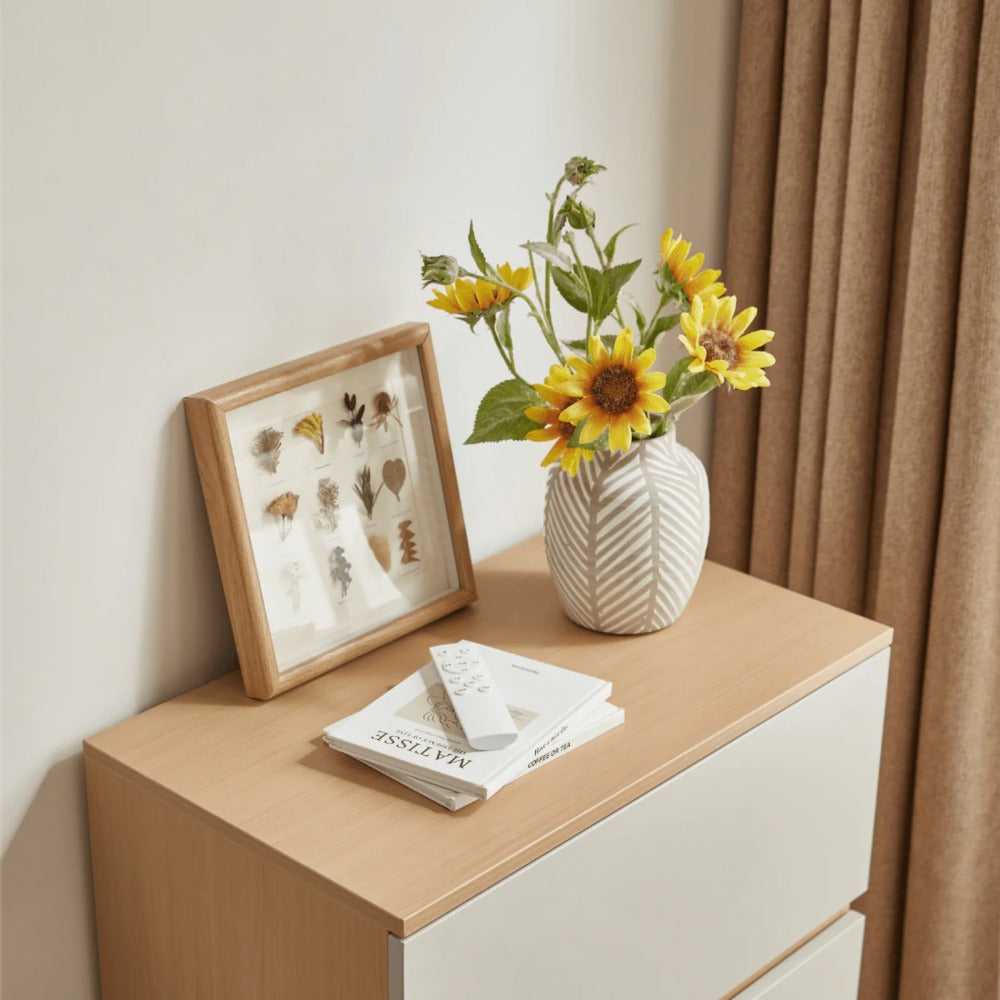 Linsay Rena Chest of 3 Drawers, Oak & Light Grey