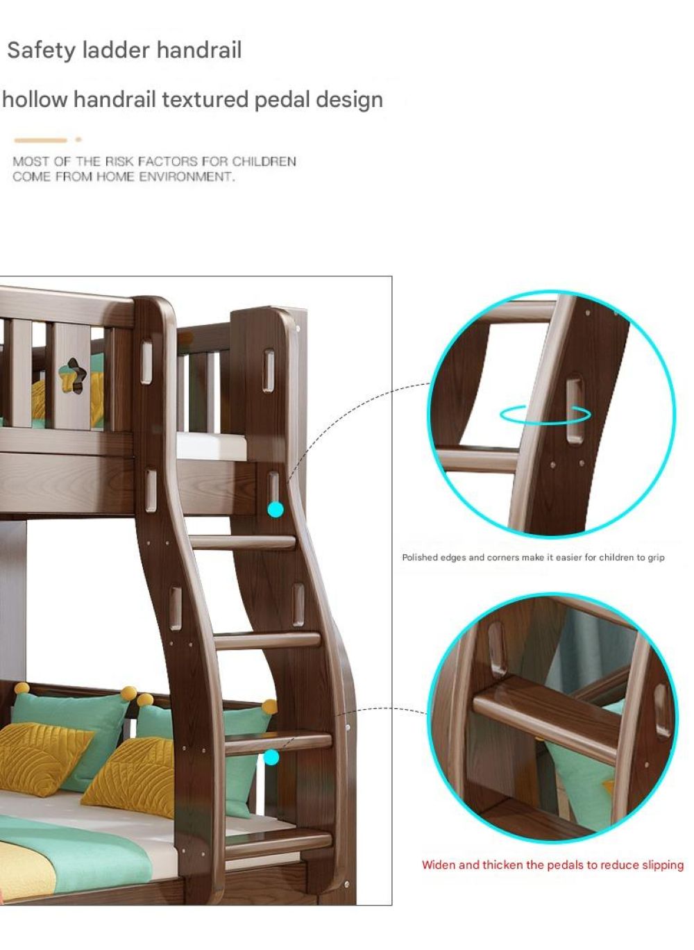 Walnut Upper and Lower Beds Bunk Beds Two-layer Children's Beds High and Low Beds Small Apartment Mother and Child Beds Double Upper and Lower Bunk Wooden Beds
