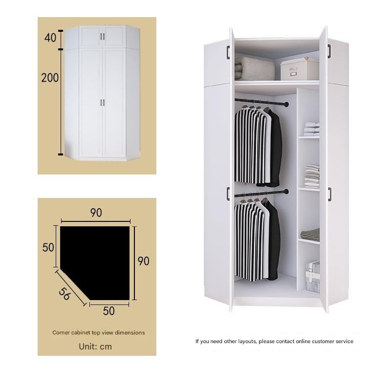 Corner Wardrobe Household Bedroom Small Apartment Solid Wood 90 Degree Master Bedroom Corner 7-character L-shaped Corner Wardrobe Combination Storage
