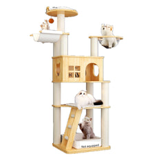 Homelements Luxury Solid Wood Cat House Cat Villa Cat Climbing Frame Pet Bed Cat Scratching Post Cat Playground   Large Solid Wood Cat Climbing Frame Cat Nest Simple One Four Seasons Universal Cat Shelf/jump/grab Board