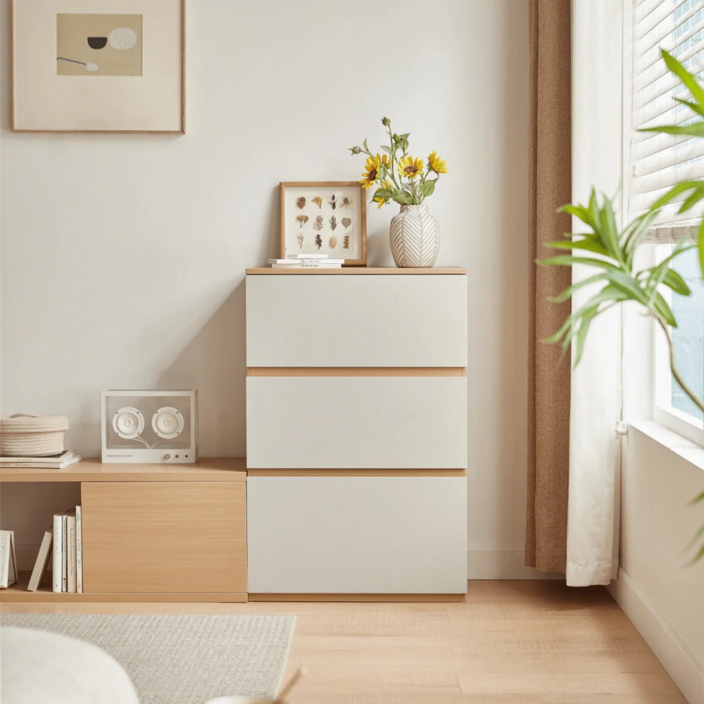 Linsay Rena Chest of 3 Drawers, Oak & Light Grey