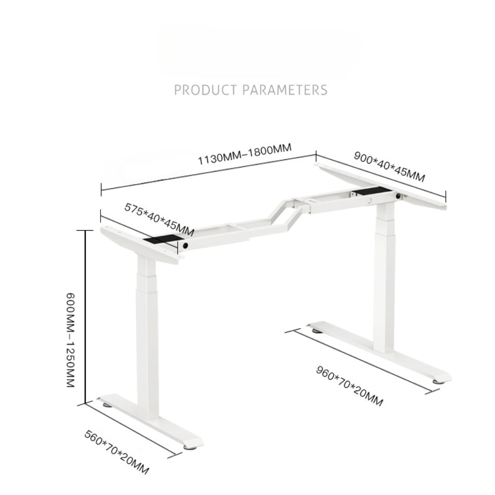 Homelements S-shaped Dual Motor Three Section L-shaped Electric Table Frame Lifting Desk F4206