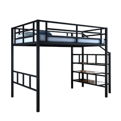Elevated Upper and Lower Beds Small Apartment Pavilion Bed Saving Space Carbon Steel Shelf High and Low Double Simple and Modern