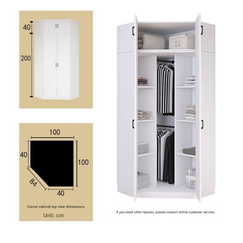 Corner Wardrobe Household Bedroom Small Apartment Solid Wood 90 Degree Master Bedroom Corner 7-character L-shaped Corner Wardrobe Combination Storage