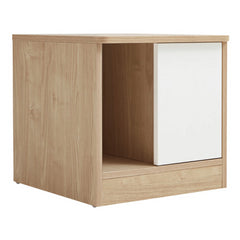 Linsay Evelyn Bedside Table with Cabinet, Natural & White