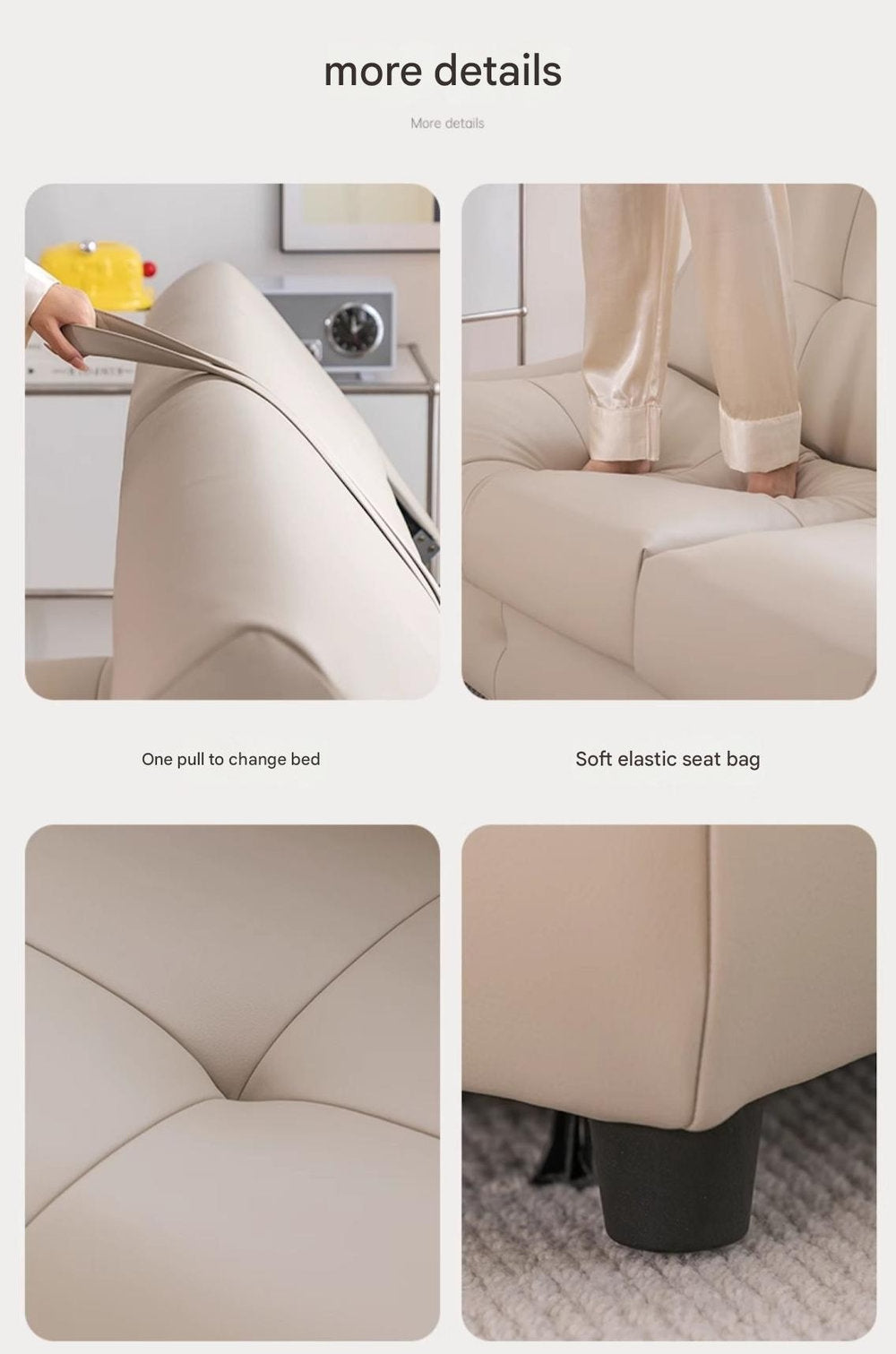 Muqifang Multi-functional Leather Flipped Sofa Bed Integrated Foldable Two-in-one Small Apartment Living Room New Dual-use