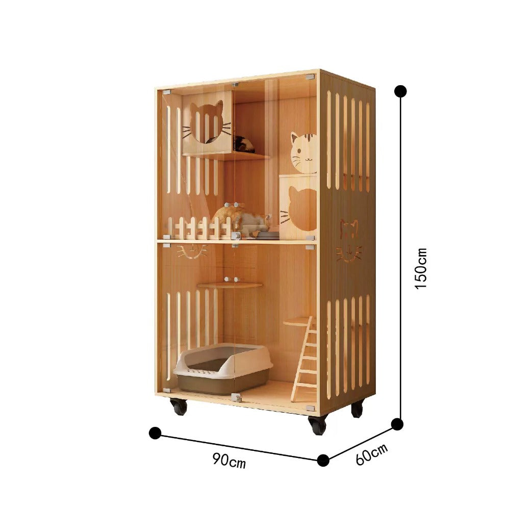 Homelements Cat, Villa Cat House, Cat Cage, Cat Cabinet, Solid Wood, Indoor Home Use, Luxury Cat Nest, Cat House, That Does Not Occupy An Area-Without basin