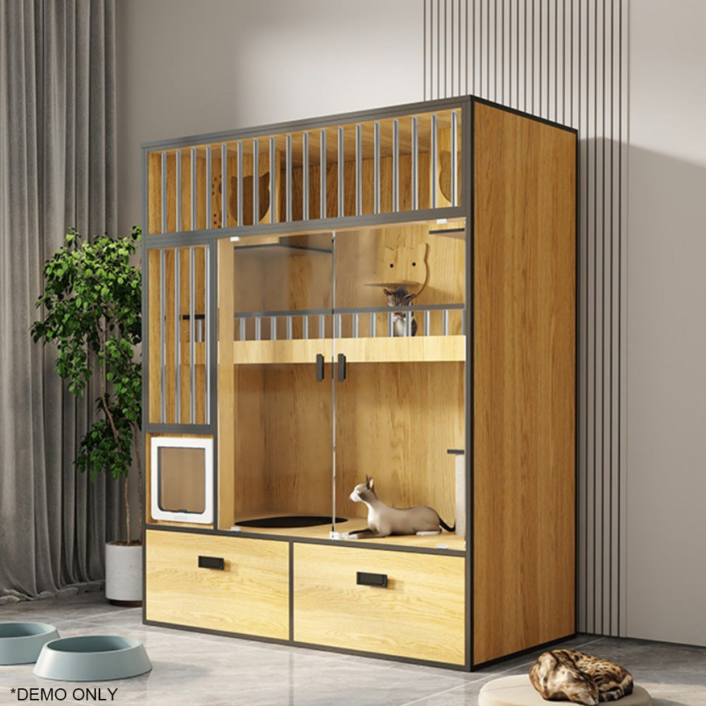 Homelements Luxury Wooden Cat House Cat Villa Home Indoor Pet Cabinet Integrated Cat House Drawer Type Cat Toilet with Built-in Storage Cabinet   Luxury Wooden Cat Furniture Breeding Luxury Cat House Luxury Cat  Pet Villa Nest Bed Cage Display Cage Cabine