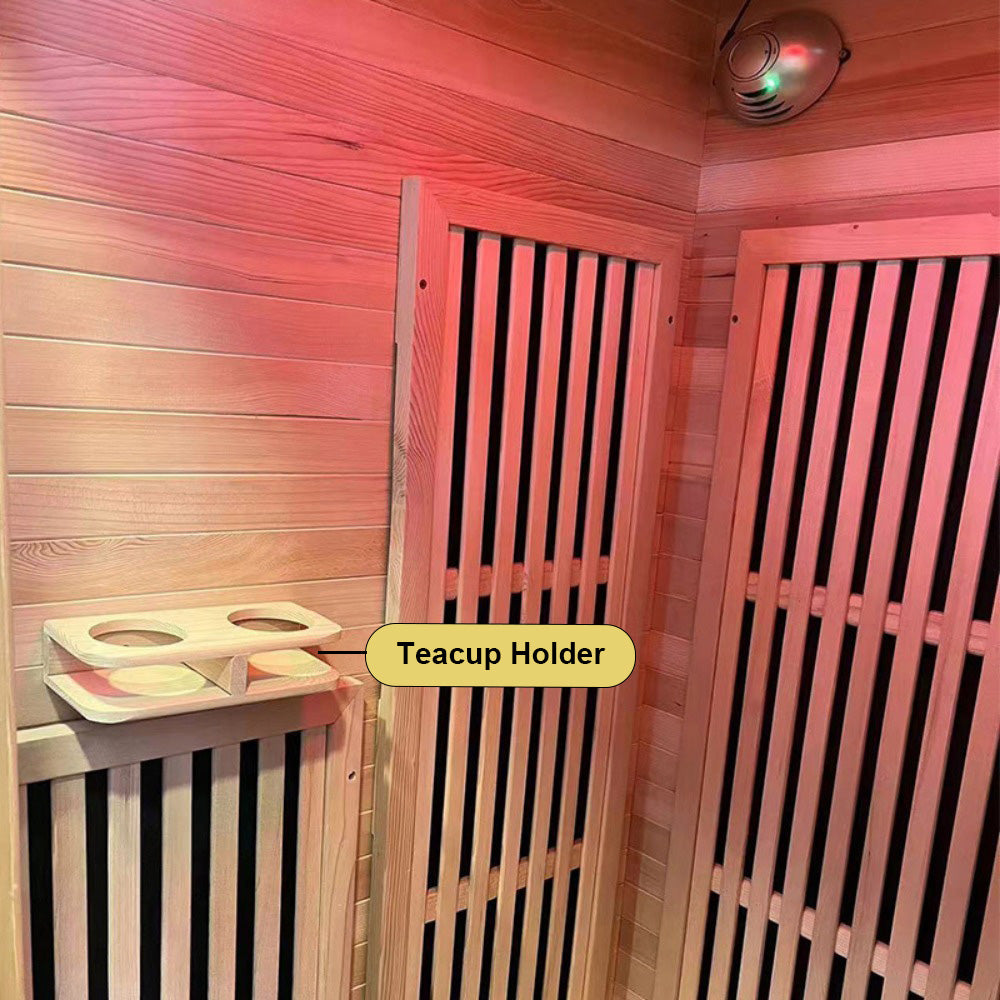 Homelements 1350W Hemlock Wood Sauna Room Mobile Sweat Steaming Box Round Sweat Steaming Room Home Adult Tourmaline Far Infrared Sweat Steaming Room Infared Sauna Room Indoor