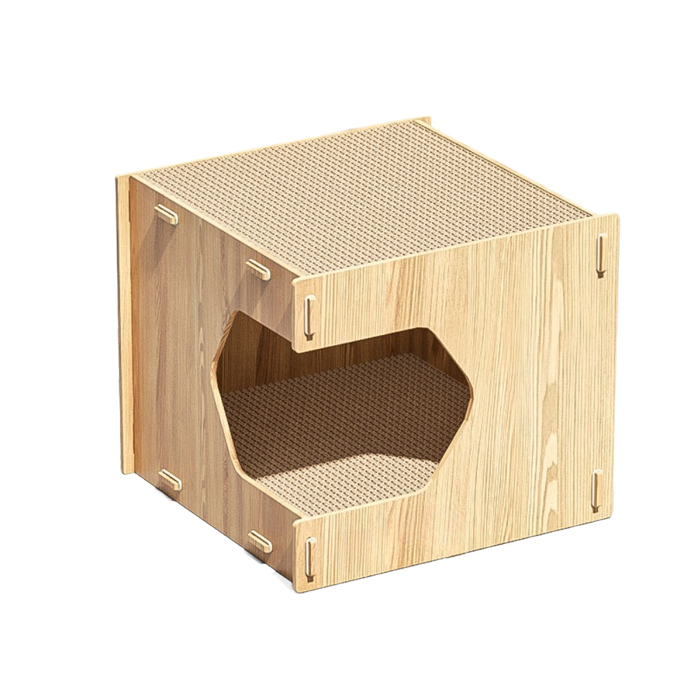 Homelements Cat Scratching Board Cat Bed Integrated Durable Corrugated Cardboard Cat House Board Cat House Cat Bed All-season Enclosed Corrugated Cardboard Cat House Solid Wood Shared Furniture for Pets and People