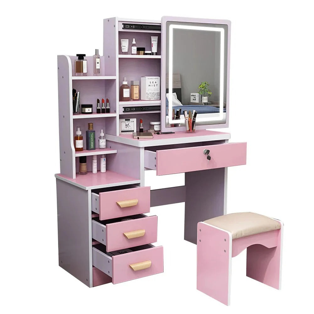 Homelements LED Light Dressing Table and Chair