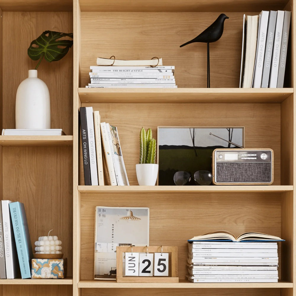 Linsay Noble Bookshelf with Storage Cabinet, Natural & White