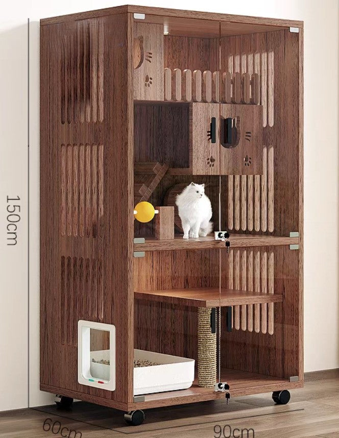 Homelements Modern Luxury Cat Nest Home Cat Nest Pet Cabinet Wooden Villa Home Cat House