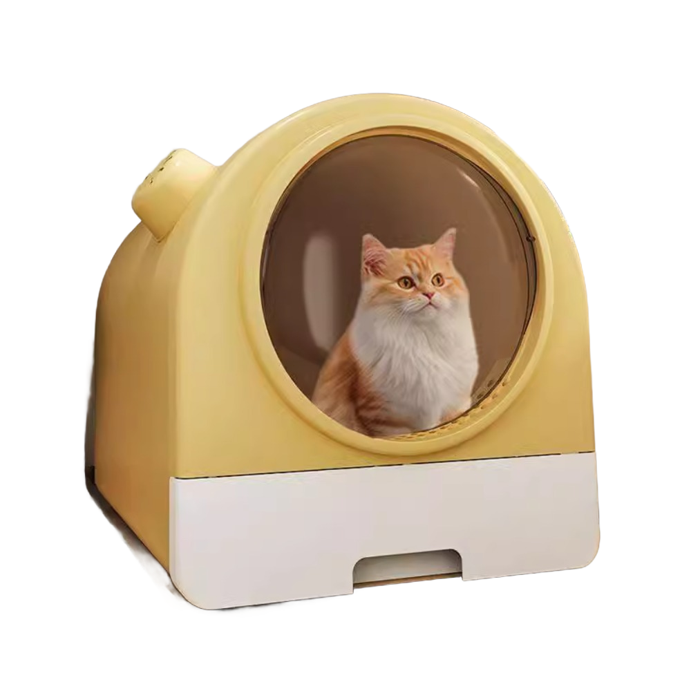 Homelements Large Capacity Covered Litter Box with Splash Guard Fully Enclosed Odour-proof Cat Toilet