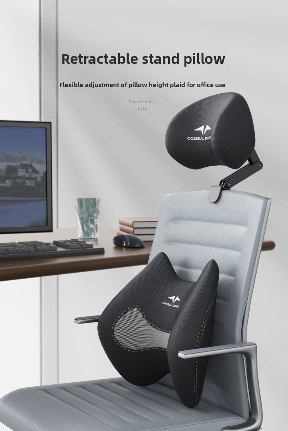 Chair Headrest Office Computer Chair Headrest Adjustable Seat Back Raised Head Support Sleeping Pillow No Punching Waist Pillow