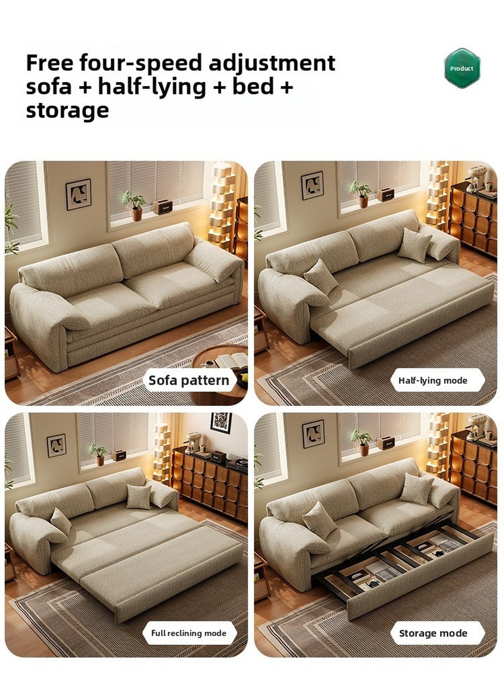 Removable Sofa Bed Multi-functional Folding Dual-purpose Small Apartment Living Room Double Elephant Ear Sofa