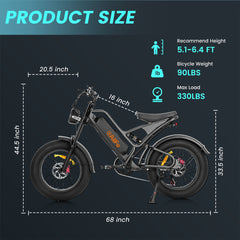 Sports studio  Snow Bike 20 Inch Electric Bike E-Bike Battery-X20B