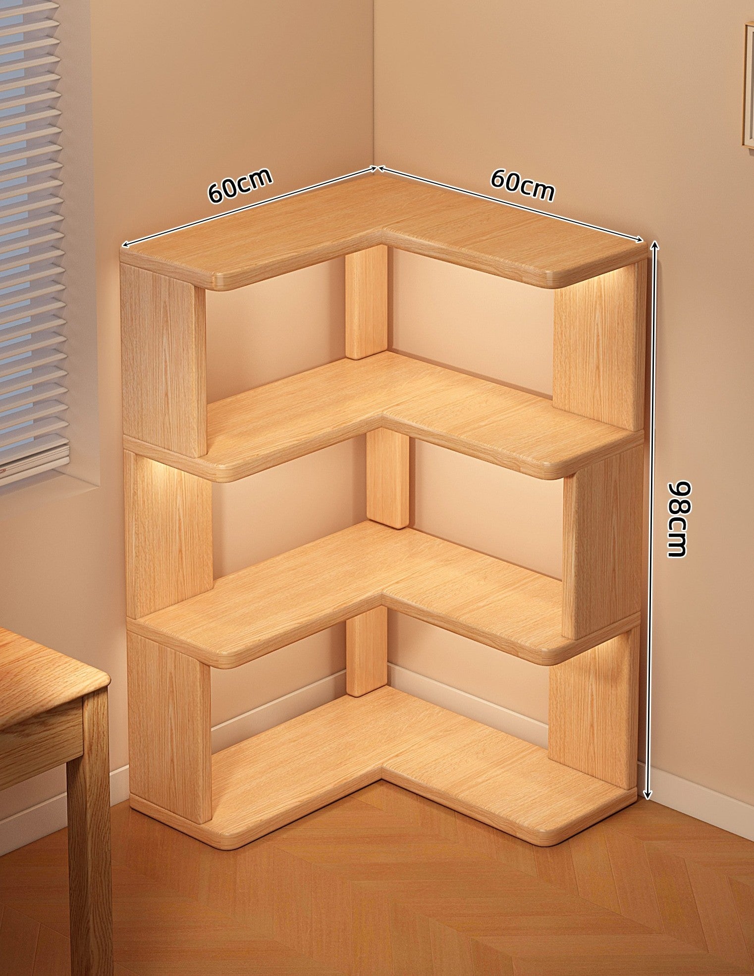 Corner Bookshelf Shelf Floor-to-ceiling Children's Wall Solid Wood Bookcase Household Corner Simple Storage Shelf Locker
