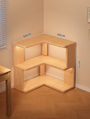 Corner Bookshelf Shelf Floor-to-ceiling Children's Wall Solid Wood Bookcase Household Corner Simple Storage Shelf Locker