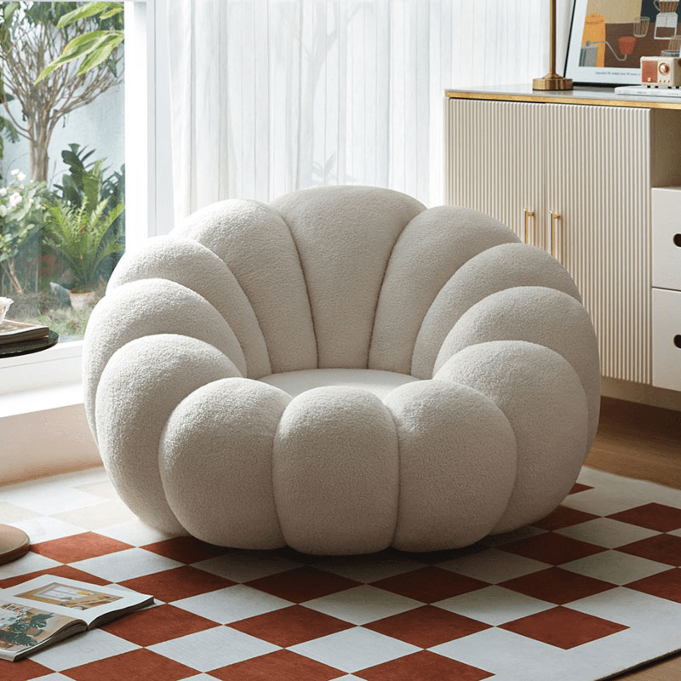 Linsay Lotus Boucle Armchair, Marshmallow