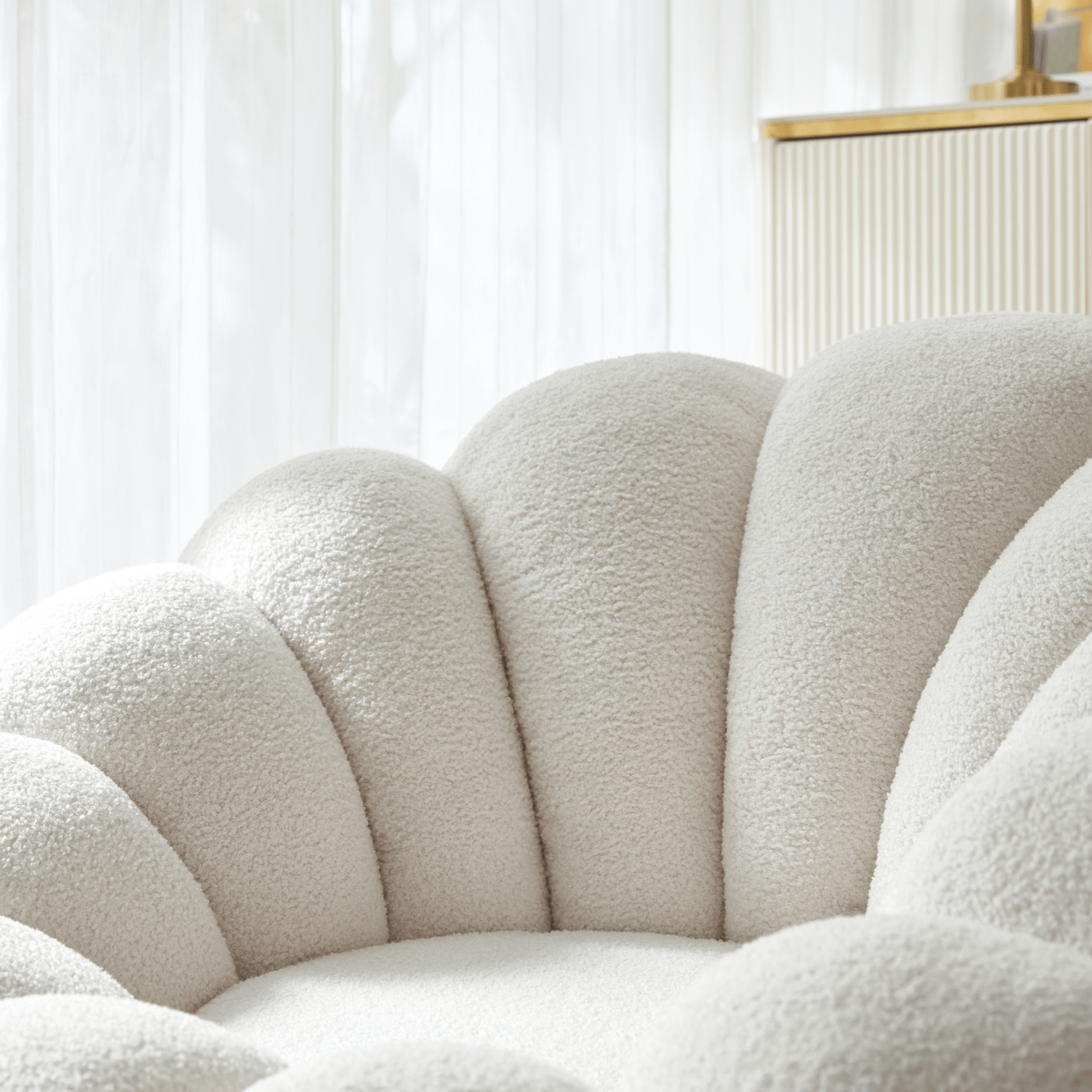 Linsay Lotus Boucle Armchair, Marshmallow