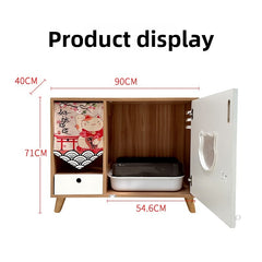Japanese-style Solid Wood Cat Toilet Closed Anti-splash Cat Bed Cat Litter Box Odor-proof Cabinet Cat House Furniture Rack