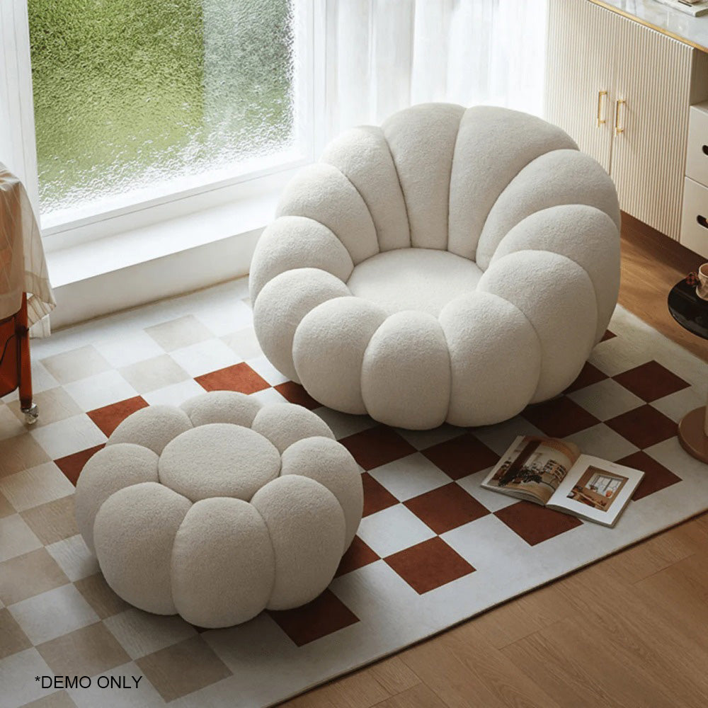 Linsay Lotus Boucle Armchair with Ottoman, Marshmallow