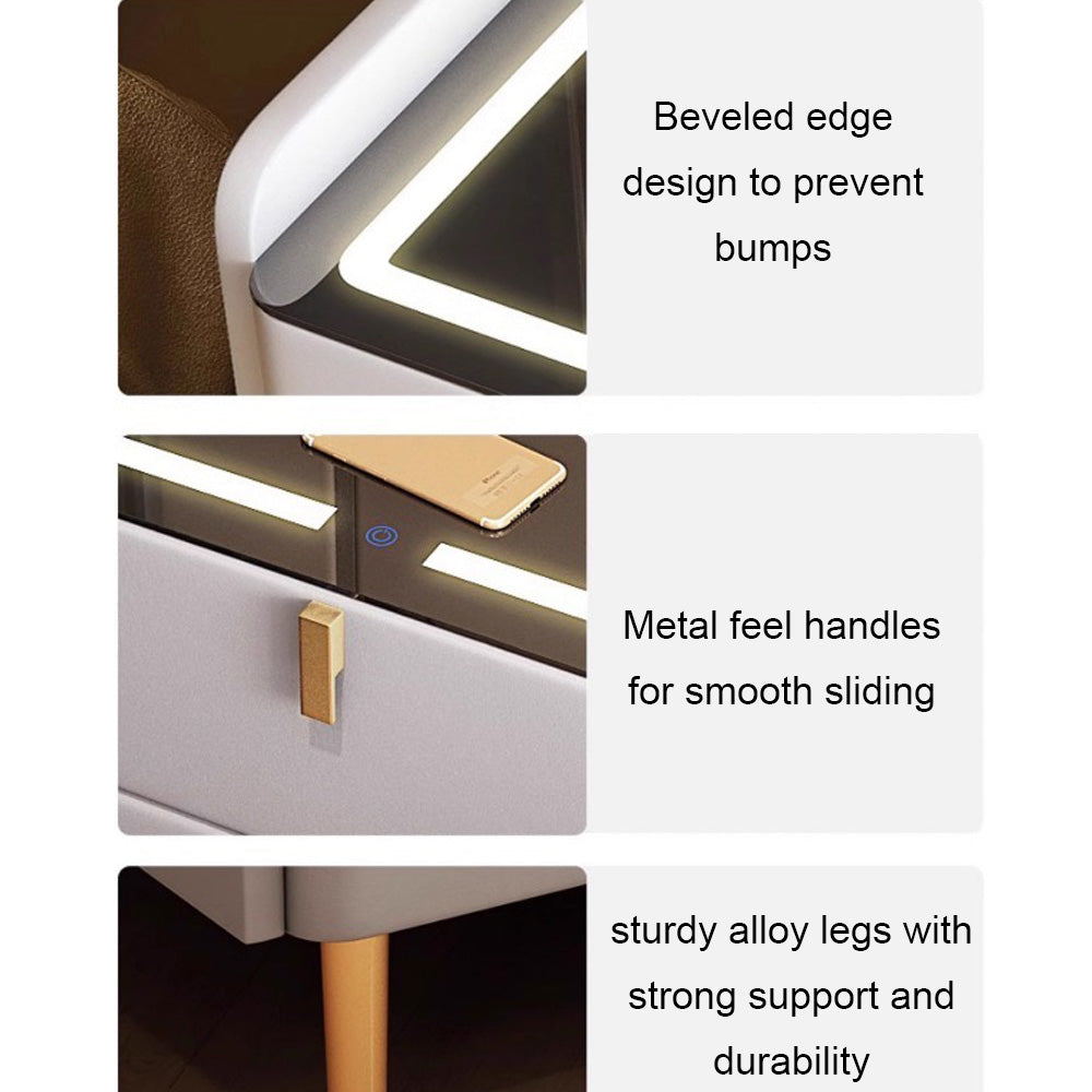 Homelements Internet Celebrity Smart Bedside Table Simple Modern Charging Multifunctional Bedroom Light Luxury High-end Lockable Bedside Storage Cabinet