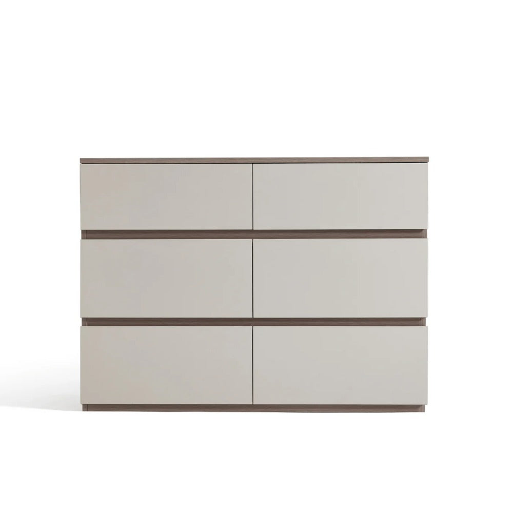 Linsay Rena Chest of 6 Drawers, Warm Wood & Grey