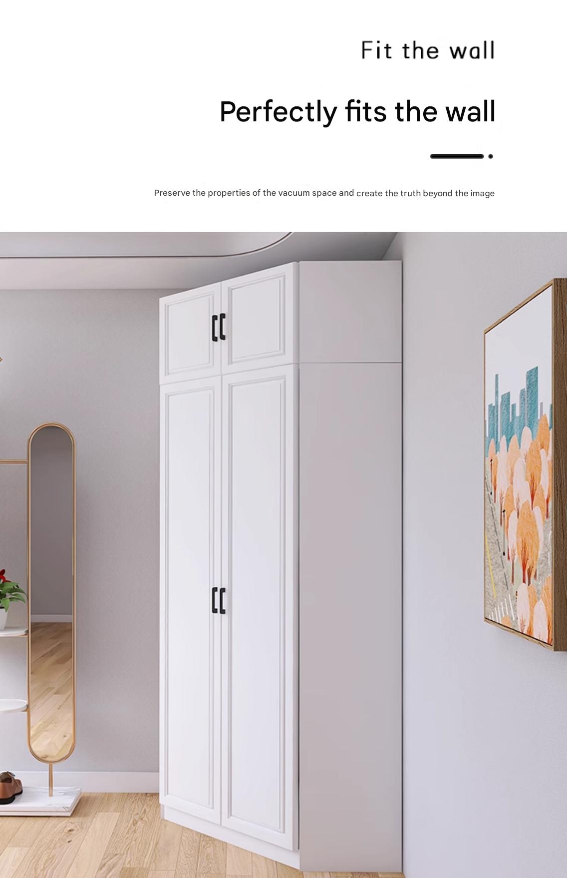 Corner Wardrobe Household Bedroom Small Apartment Solid Wood 90 Degree Master Bedroom Corner 7-character L-shaped Corner Wardrobe Combination Storage