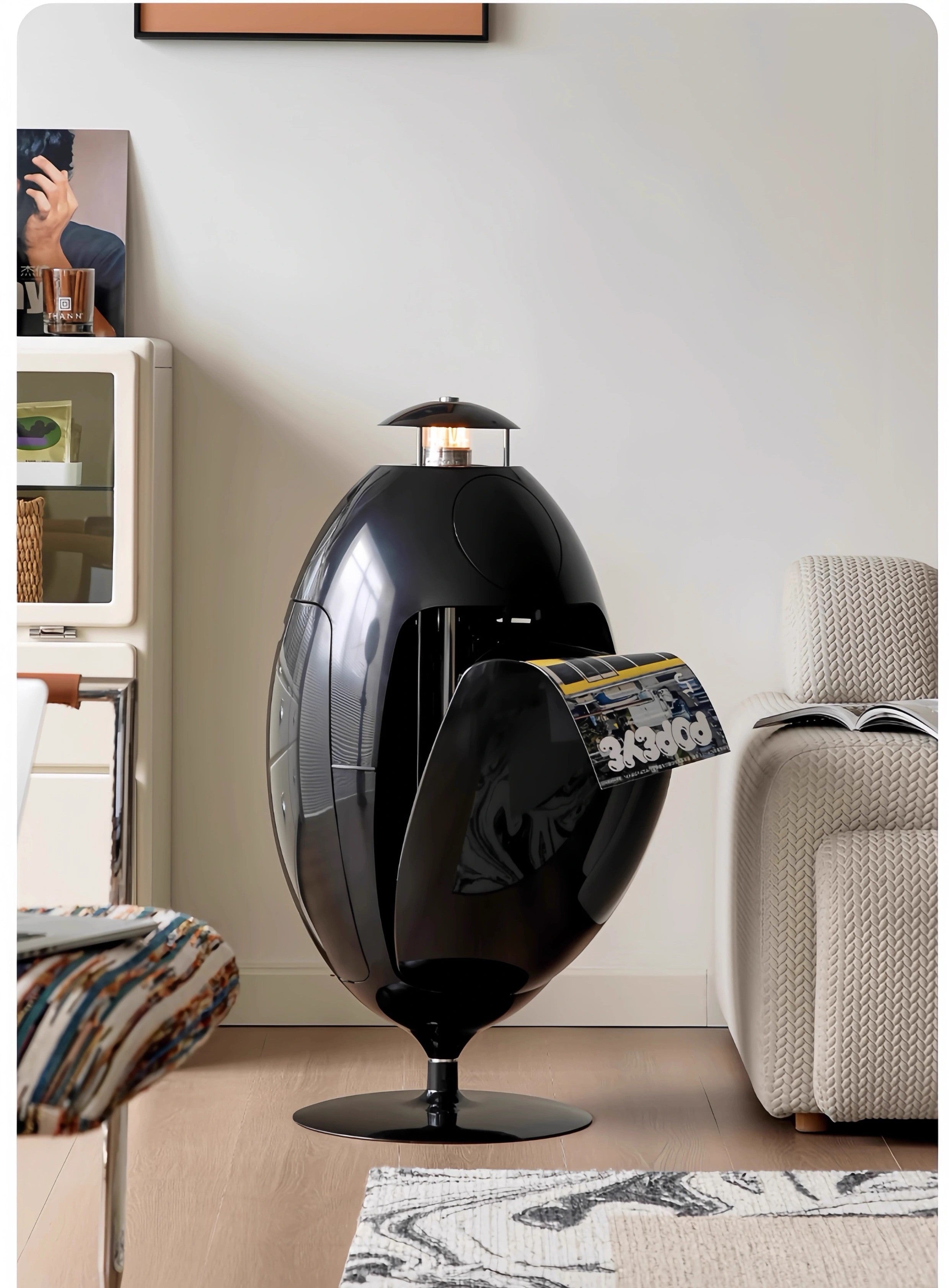 Homelements Dinosaur Egg Wastebin Storage Bucket Creative Floor Ornament for Home Environmentally