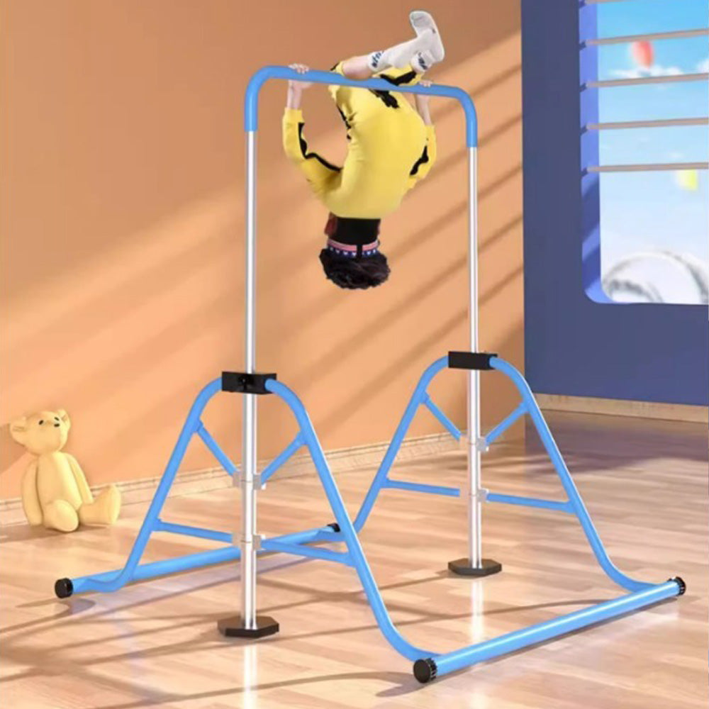 Sports Studio Foldable and Height-adjustable Children's Horizontal Bar with Rings and Landing Pad Pull-up Horizontal Bar