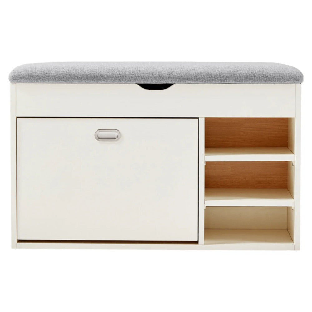 Linsay Miro Shoe Storage Bench, Small, White & Grey