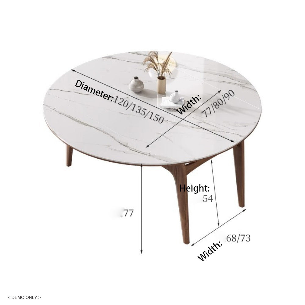 Homelements  Marble Rock Plate Telescopic Dining Table and Chair Set Solid Wood Folding Square Change Round Heat-resistant Round White Dining Table Kitchen Living Room Furniture