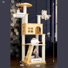 Homelements Luxury Solid Wood Cat House Cat Villa Cat Climbing Frame Pet Bed Cat Scratching Post Cat Playground   Large Solid Wood Cat Climbing Frame Cat Nest Simple One Four Seasons Universal Cat Shelf/jump/grab Board
