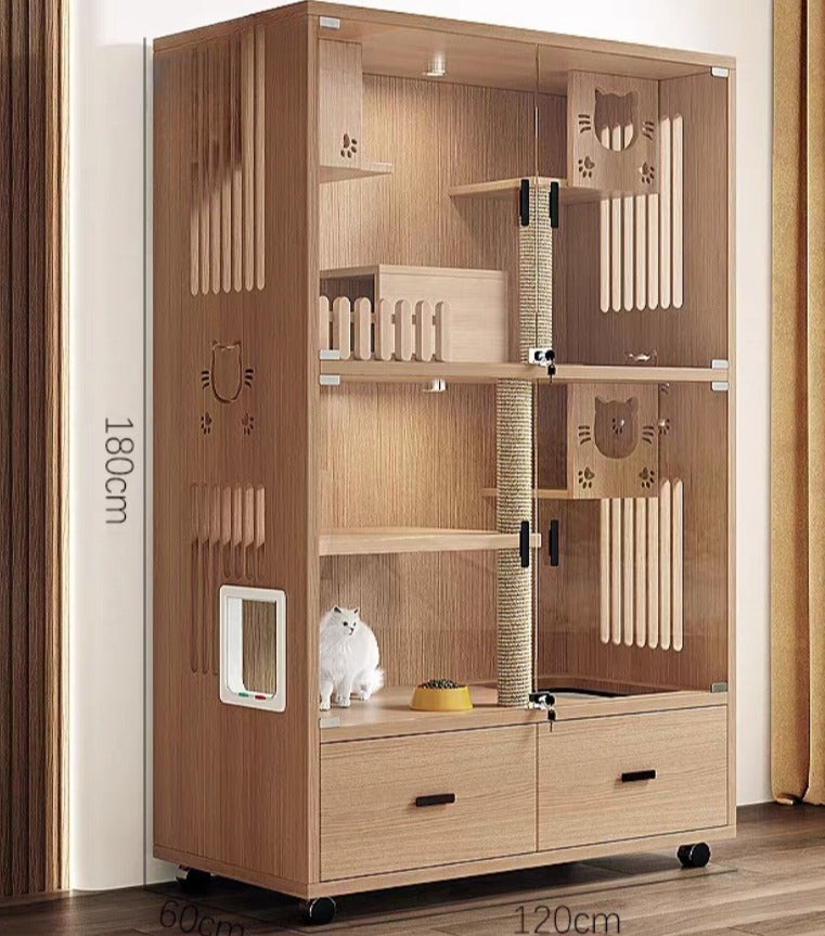 Homelements Modern Luxury Cat Nest Home Cat Nest Pet Cabinet Wooden Villa Home Cat House